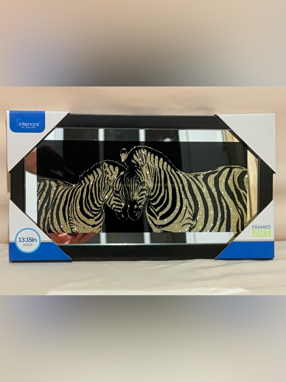 Interiors by Design Gold Glitter Mirrored Zebra Wall Art.